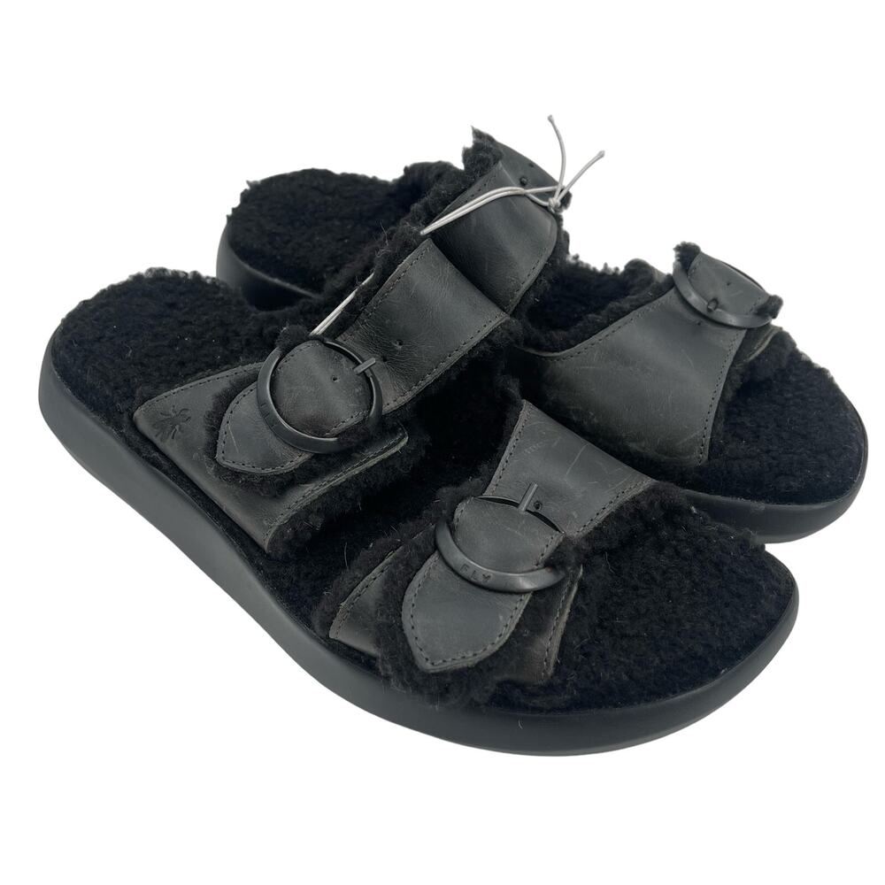 NEW FLY LONDON Sandals SZ 40 (9-9.5) Diesel Slip On BUGA902FLY Leather Shearling